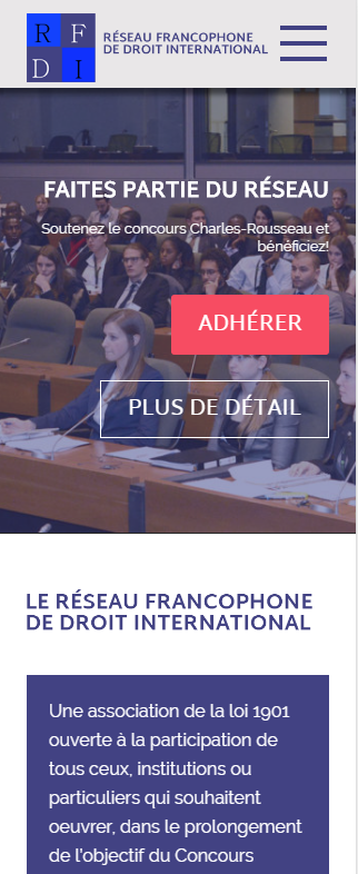 Mobile version of the Réseau Francophone de Droit International website by Appwapp